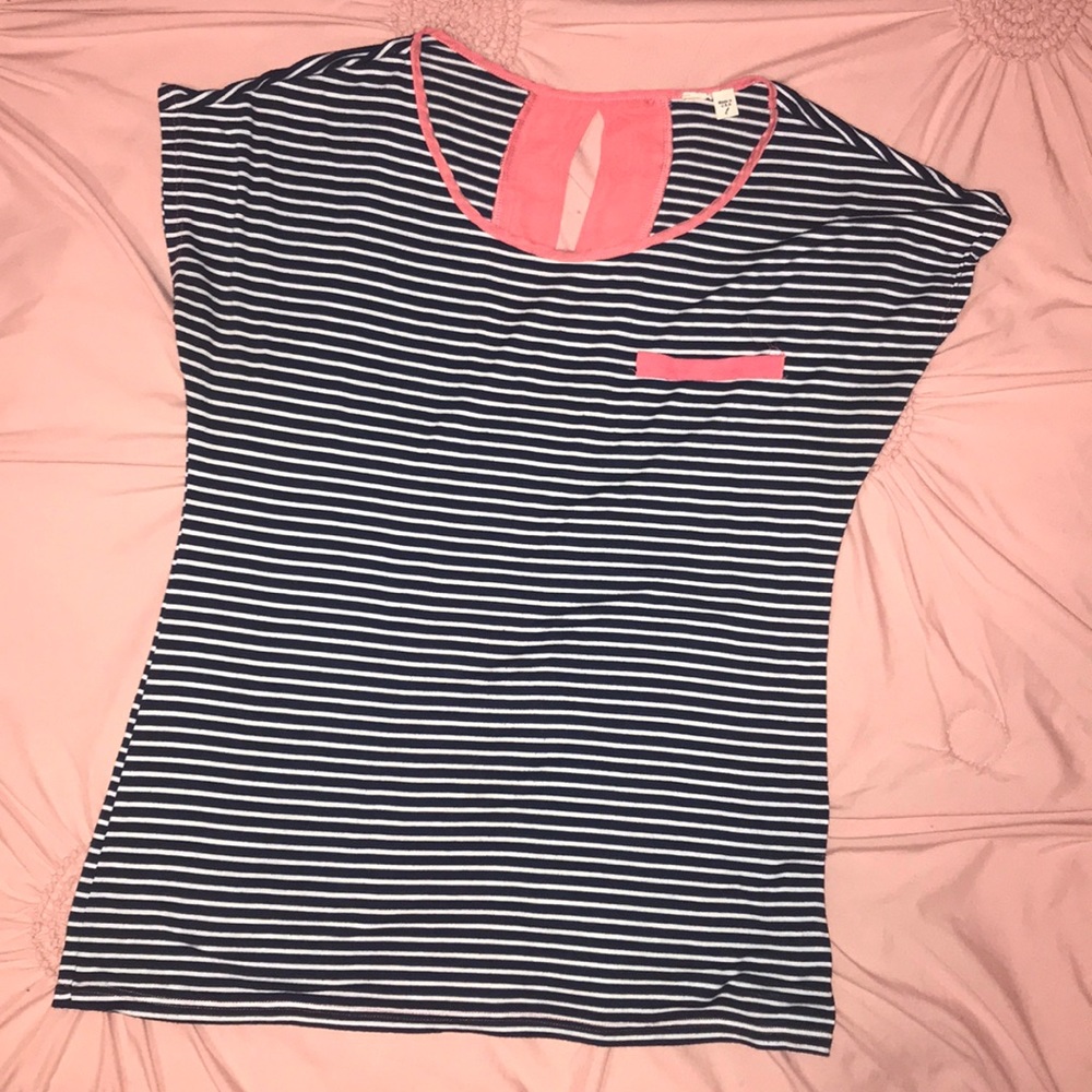 Ladies Navy/White Striped Top.